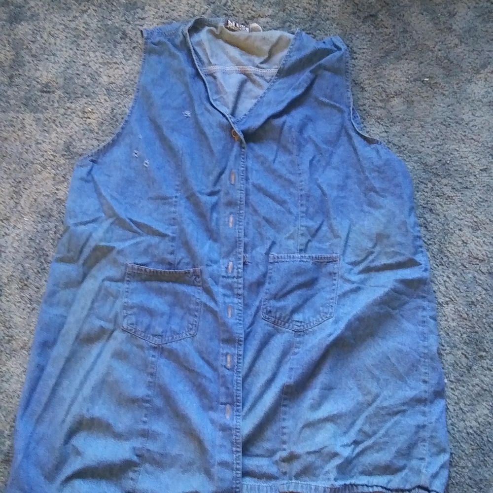 Denim Plus Size Sleeveless Dress 22W